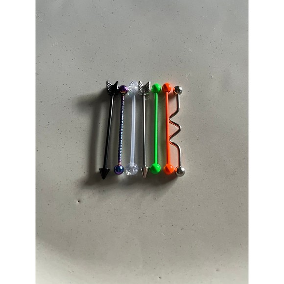 7PCS 14 Gauge Barbell Cartilage Earring Body Piercing Jewelry 1 1/2Inch (38mm) - Picture 1 of 2